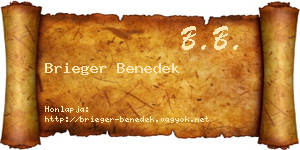 Brieger Benedek névjegykártya